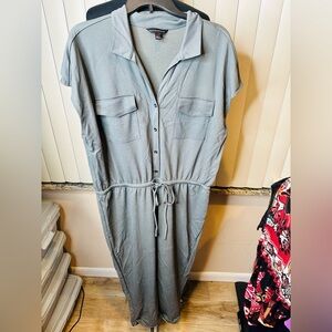 Rock & Republic Gray Button-Down Wide Leg Jumpsuit XXL
